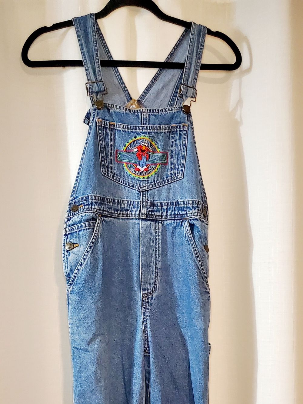 Rare Vintage 90s Sesame Street Elmo Denim Overalls Youth M 10/12 Bibs Streetwear